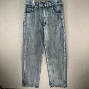 HALIFAX DENIM Men's Jeans 36W 34L Blue Wash Straight Leg Cotton Skater Y2K Baggy